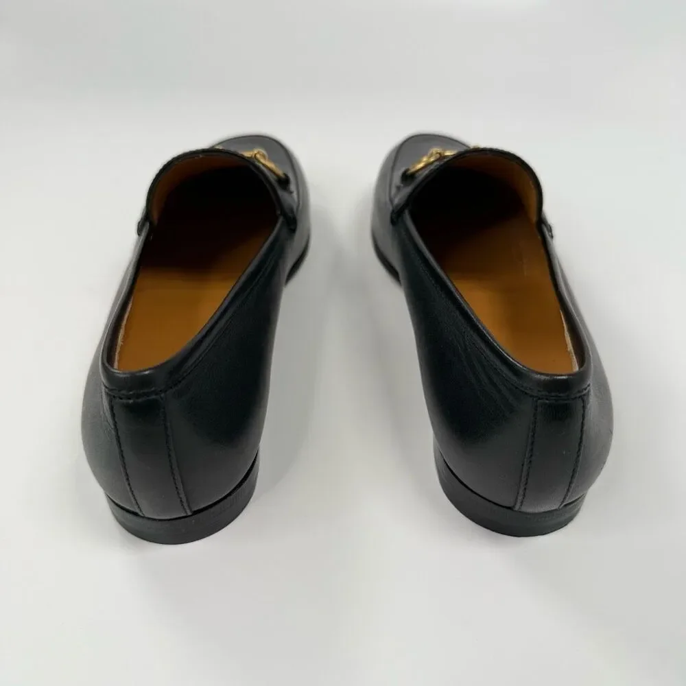 GUCCI Calfskin Womens Jordaan Loafers Size 37 Black